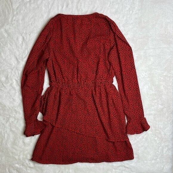 Ruffle Mini Dress Red Black Size Small Womens‎ Date Night Feminine Japna - Picture 4 of 5
